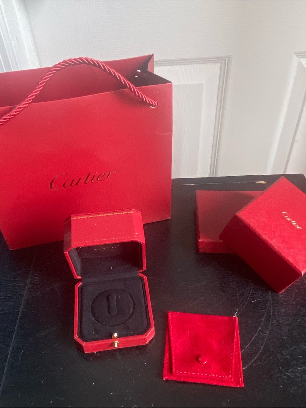 NWOT Authentic Cartier Ring Box and Bag Gift Set